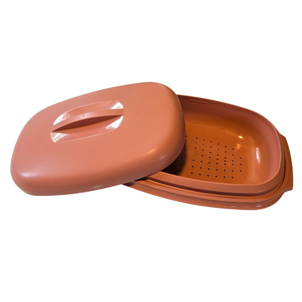 Vintage‎ TUPPERWARE Microwave Food Steamer 6 Cups Dusty Rose Pink 3 Piece 1273-6